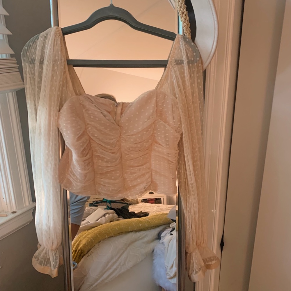 Lulus Sheer Ruffle Top